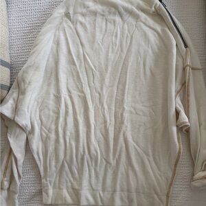 We The Free Free People Cream Zip-Up Sweater